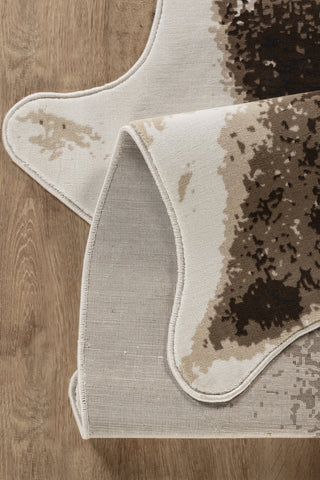 Brown &amp; Ivory Cowhide Style Area Rug - 5x7 ft Polyester Lodge/Farmhouse Machine-Made for Living Room, Bedroom, High Traffic Areas, Stain Resistant