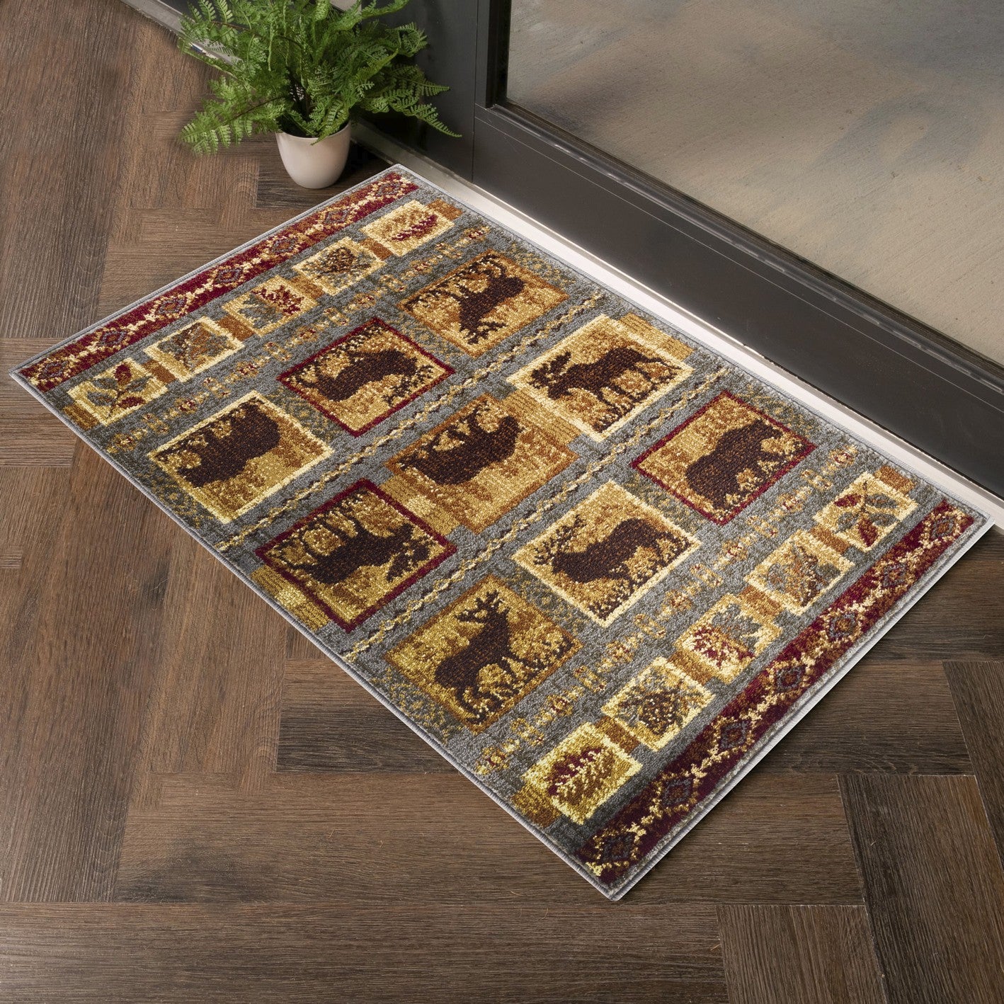 Nature's Nest Lodge Area Rug: 2'7"x7'3" Multi Blue Polypropylene Runner for Living Room, Entryway, Bedroom, Office - Durable, Stain-Resistant, Made in Turkey