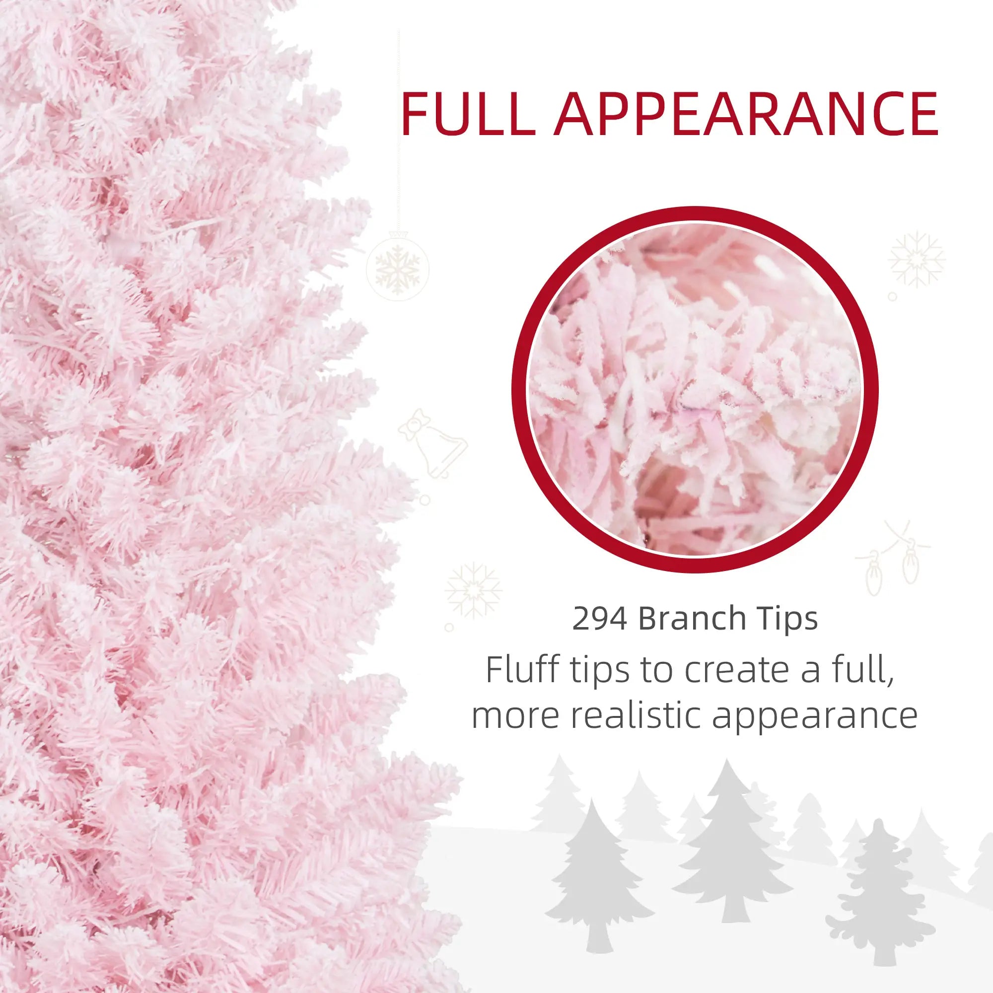 Pink 5ft Flocked Pencil Christmas Tree with Warm White LED Lights | Slim, Snow-Dusted Artificial Xmas Tree for Small Spaces, Living Room, Fireplace Decor | Easy Setup, Flame Retardant