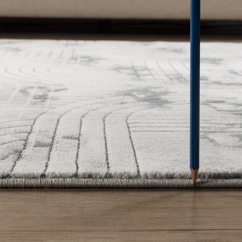 Geometrix GC_DIM1003 Gray 5'3" x 7'3" Area Rug | Ultra-Soft Polyester, 3D Geometric Design, Low Pile for Entryways &amp; High Traffic, Stain Resistant, Made in Turkey