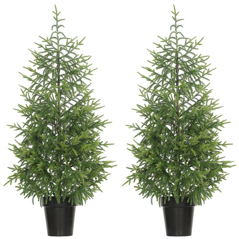 2 Pack 4ft Realistic Norfolk Pine Christmas Trees, Green Artificial Xmas Tree with 133 Molded Tips &amp; Pot Base, Flame-Retardant, Easy Setup for Indoor Living Room &amp; Entryway Decor