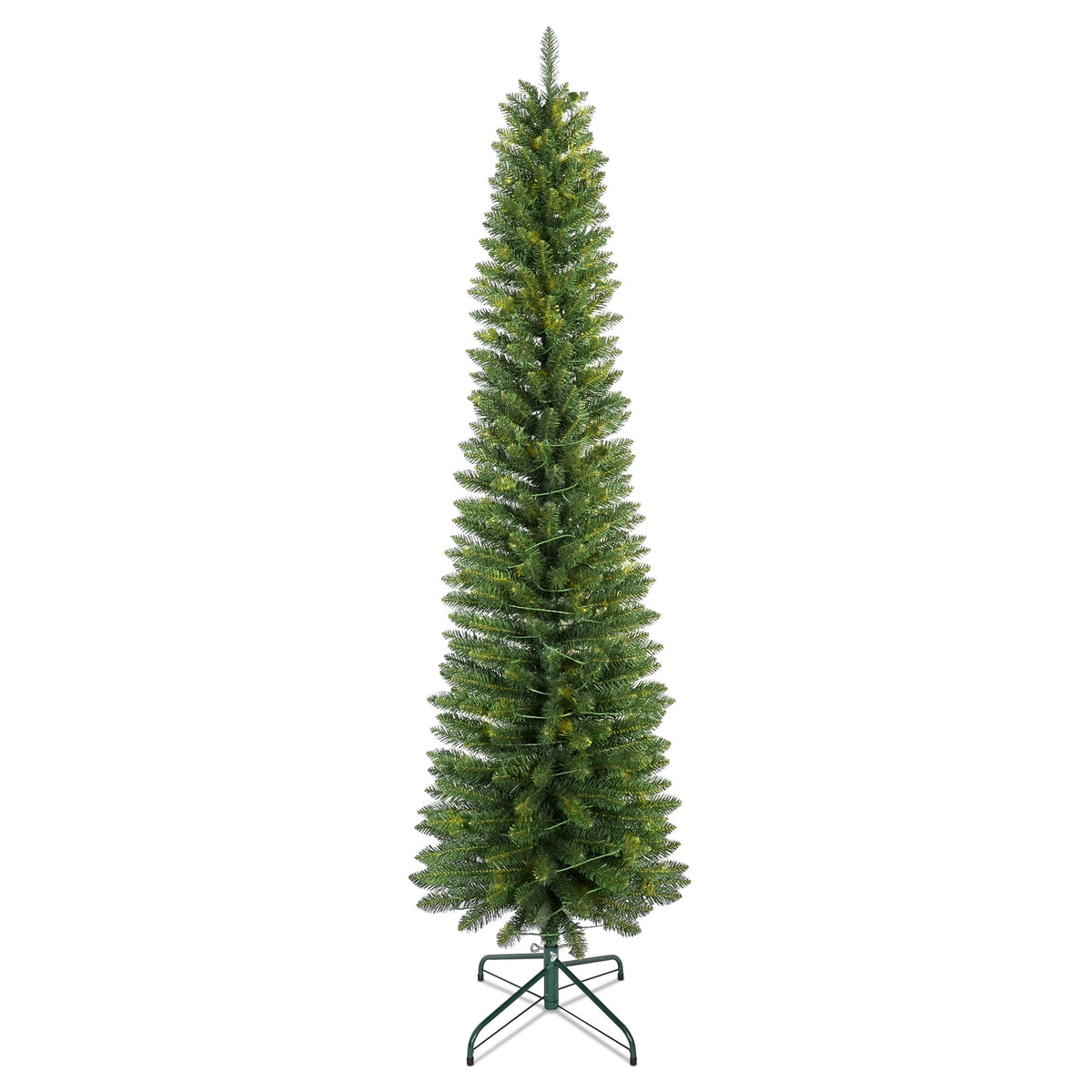5FT Slim Green Pencil Christmas Tree - Realistic PVC with 263 Tips, Space-Saving Design, Stable Metal Stand for Small Homes, Apartments &amp; Corners