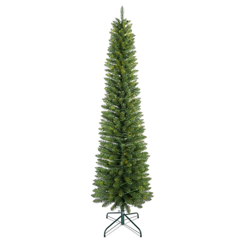 6FT Green Pencil Christmas Tree - Slim PVC Artificial Tree with 358 Tips & Metal Stand. Space-Saving Design for Small Apartments, Corners & Entryways. Realistic Full Foliage, Easy Setup.