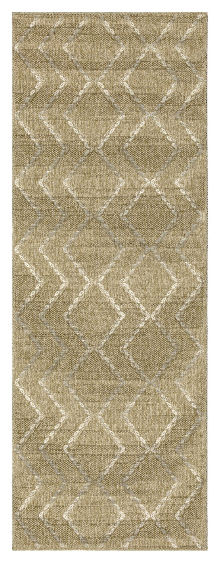 Earth Collection Jute/White 5'3" x 7'3" Indoor/Outdoor Area Rug - Stain Resistant, Durable Polypropylene, Flatweave for High Traffic Areas & Entryways, Easy Clean, Made in Turkey