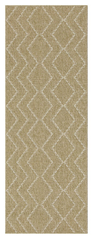Earth Collection Jute/White 5'3" x 7'3" Indoor/Outdoor Area Rug - Stain Resistant, Durable Polypropylene, Flatweave for High Traffic Areas & Entryways, Easy Clean, Made in Turkey