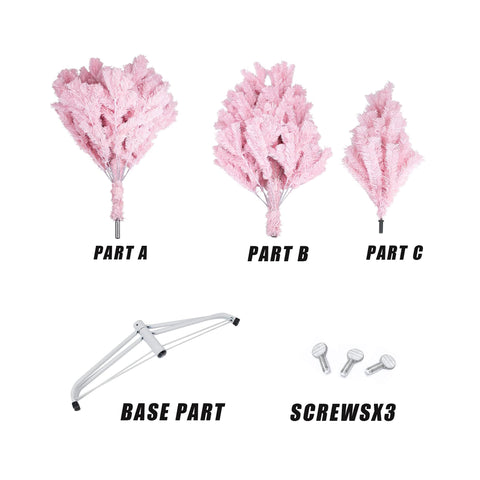 5FT Slim Pink Pencil Christmas Tree - Flame-Resistant PVC with Sturdy Metal Base, Easy Assembly for Apartments, Offices & Holiday Decor