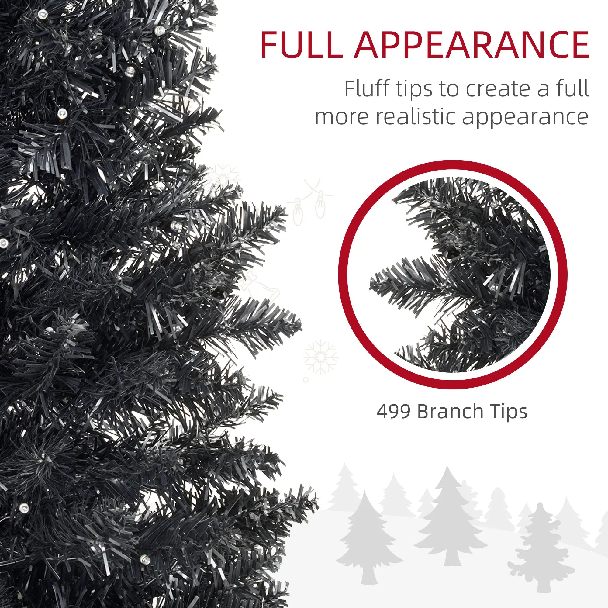 7ft Black Pencil Christmas Tree - Pre-lit Warm White LED, Realistic Flame-Retardant Artificial Xmas Tree for Indoor Decor, Slim Space-Saving Design