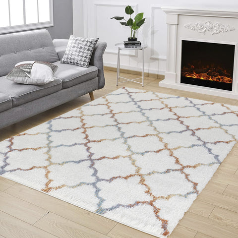 Loft Shag Ivory Polyester Area Rug 7'10" x 9'10" | Plush 1.18" Pile, Stain Resistant, Durable for Living Room, Bedroom, High Traffic Areas | Made in Turkey