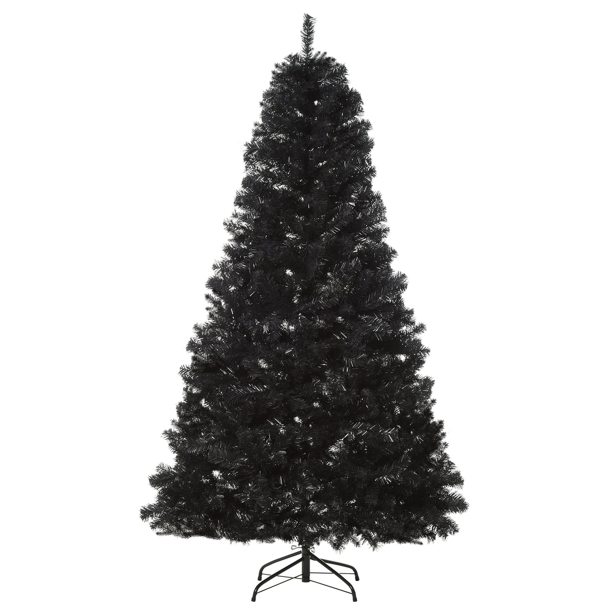 HOMCOM 7ft Black Douglas Fir Artificial Christmas Tree - Unlit, Realistic Plastic Branches, 1346 Tips, Sturdy Metal Base for Halloween & Holiday Decor