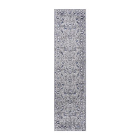 MARFI Collection 2'x8' Runner Rug - Trendy Grey &amp; Blue Oriental Style, Stain-Resistant Polyester, Durable Medium Pile, Latex-Free Cotton Back, Perfect for Hallway, Entryway, Living Room