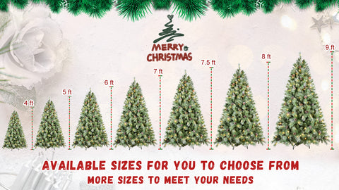 6FT Pre-Lit Artificial Christmas Tree: 988 PVC &amp; Hard Needle Tips, 300 Warm White LEDs, 66 Pine Cones, Hinged Branches, Sturdy Metal Stand - Realistic Full Holiday Decor for Home &amp; Office