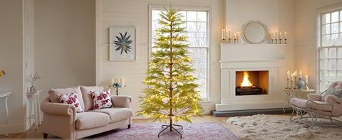 6 Ft Artificial Christmas Tree with LED Star & Moon Lights, 612 Realistic PE Tips, Hinged Green Pine, Sturdy Metal Stand for Indoor Holiday Decor