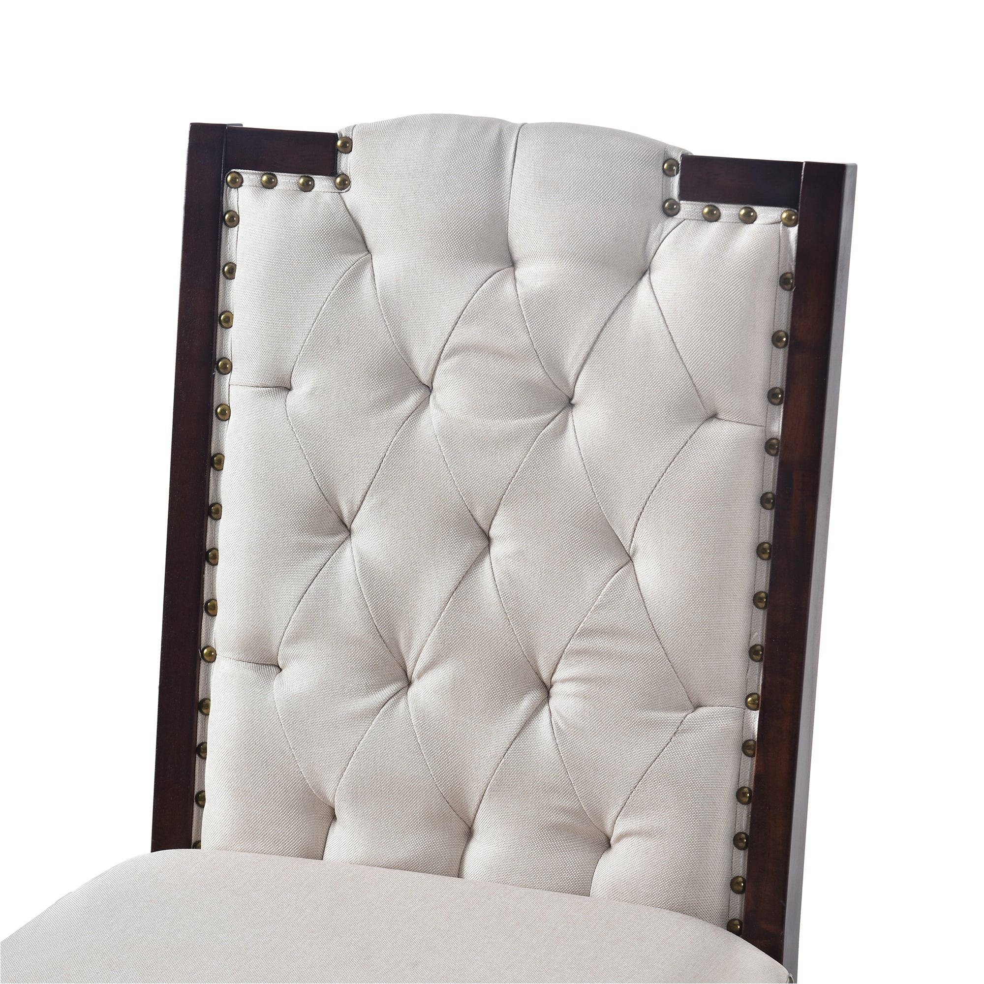 6-Piece Espresso Solid Wood Dining Table Set: 60" Rectangular Table, 4 High-Back Tufted Chairs & Bench, Seats 6 for Kitchen & Dining Room, Elegant Craftsmanship & Comfort