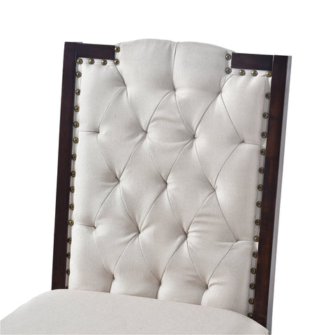 6-Piece Espresso Solid Wood Dining Table Set: 60" Rectangular Table, 4 High-Back Tufted Chairs & Bench, Seats 6 for Kitchen & Dining Room, Elegant Craftsmanship & Comfort