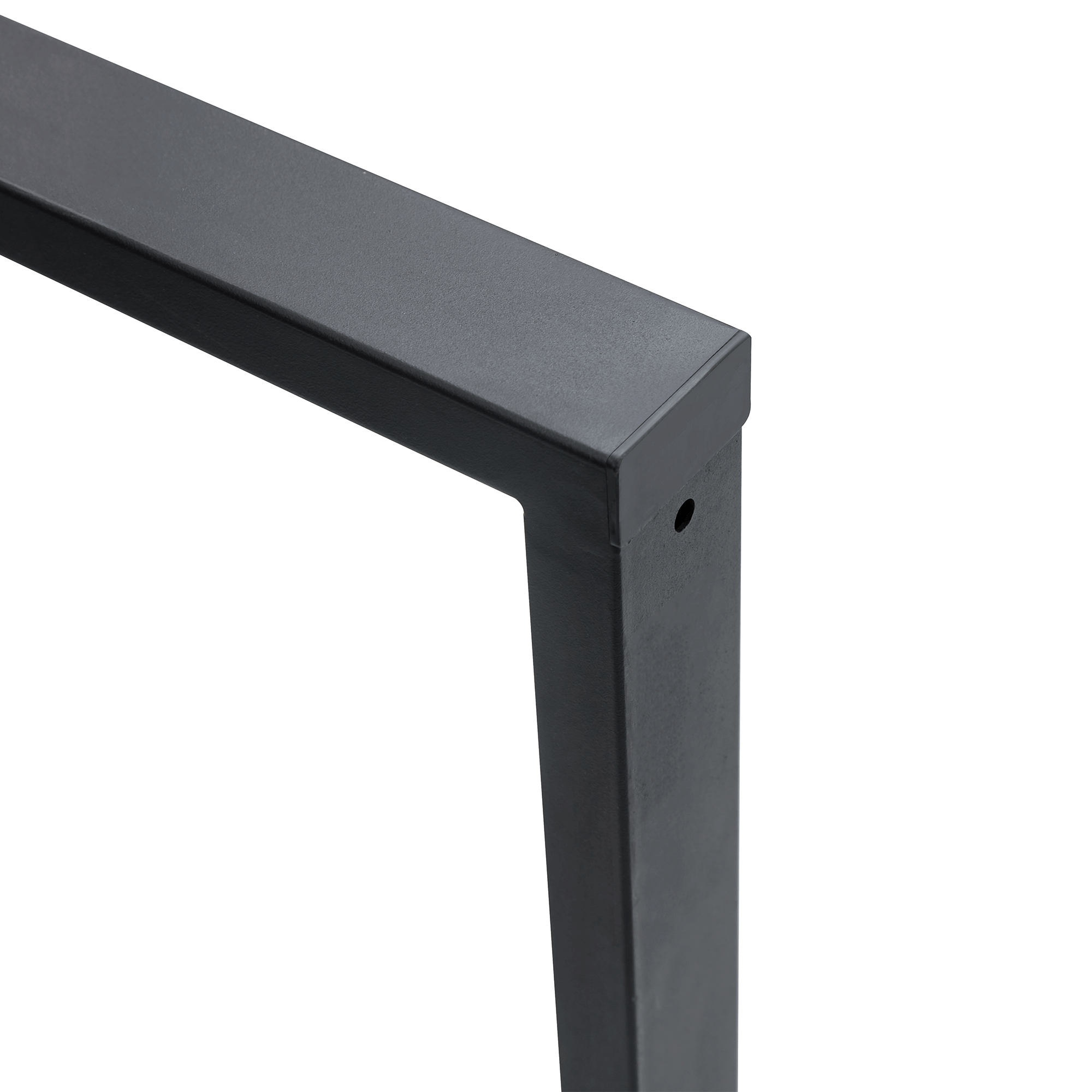 Table and chair set.A minimalist retro rectangular dining table with a specially textured top and black metal legs.Paired With 4 Black Artificial PU Chairs With Curved Widened Cushion Design.