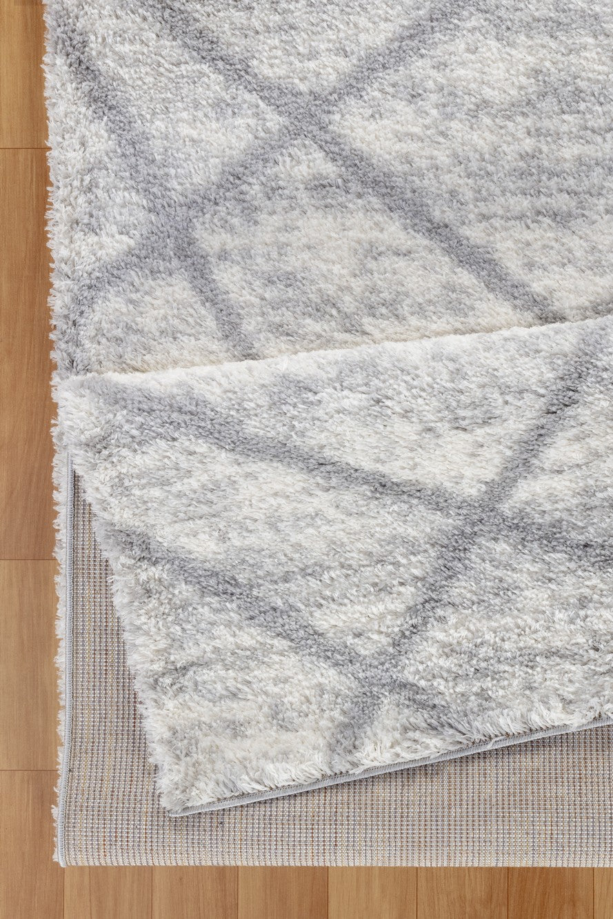 Luxury Ivory Shag Area Rug | 7'10" x 9'10" Geometric Polyester | Soft 1.18" Pile | Durable, Stain-Resistant for Living Room, Bedroom, High Traffic Areas | Made in Turkey