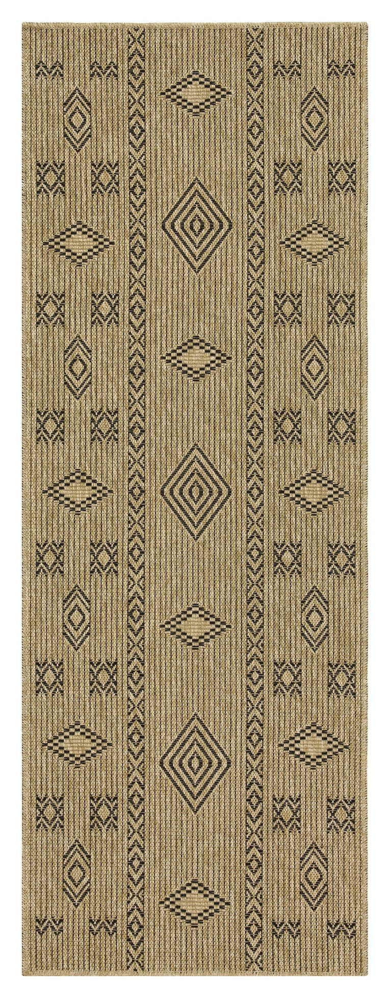 Earth Collection Jute/Black 5'3"x7'3" Indoor/Outdoor Area Rug - Durable Polypropylene, Stain-Resistant, Flatweave for Entryways &amp; High Traffic Areas, Easy Care, Made in Turkey