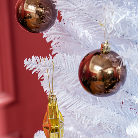 HOMCOM 8ft White Slim Pencil Christmas Tree - Unlit Artificial Xmas Tree with 618 Realistic Branch Tips &amp; Sturdy Plastic Stand for Cozy Home &amp; Holiday Decor