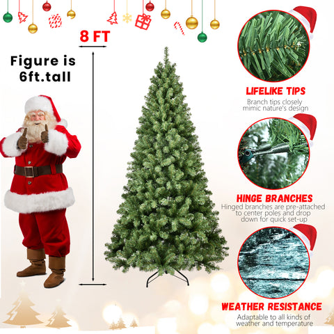 5ft Pre-Lit Green PVC Christmas Tree with 200 UL Warm White Lights, 551 Full Tips, Auto-Unfold Memory Wire, Easy Assembly, Heavy-Duty Metal Stand - Ideal for Home &amp; Holiday Decor