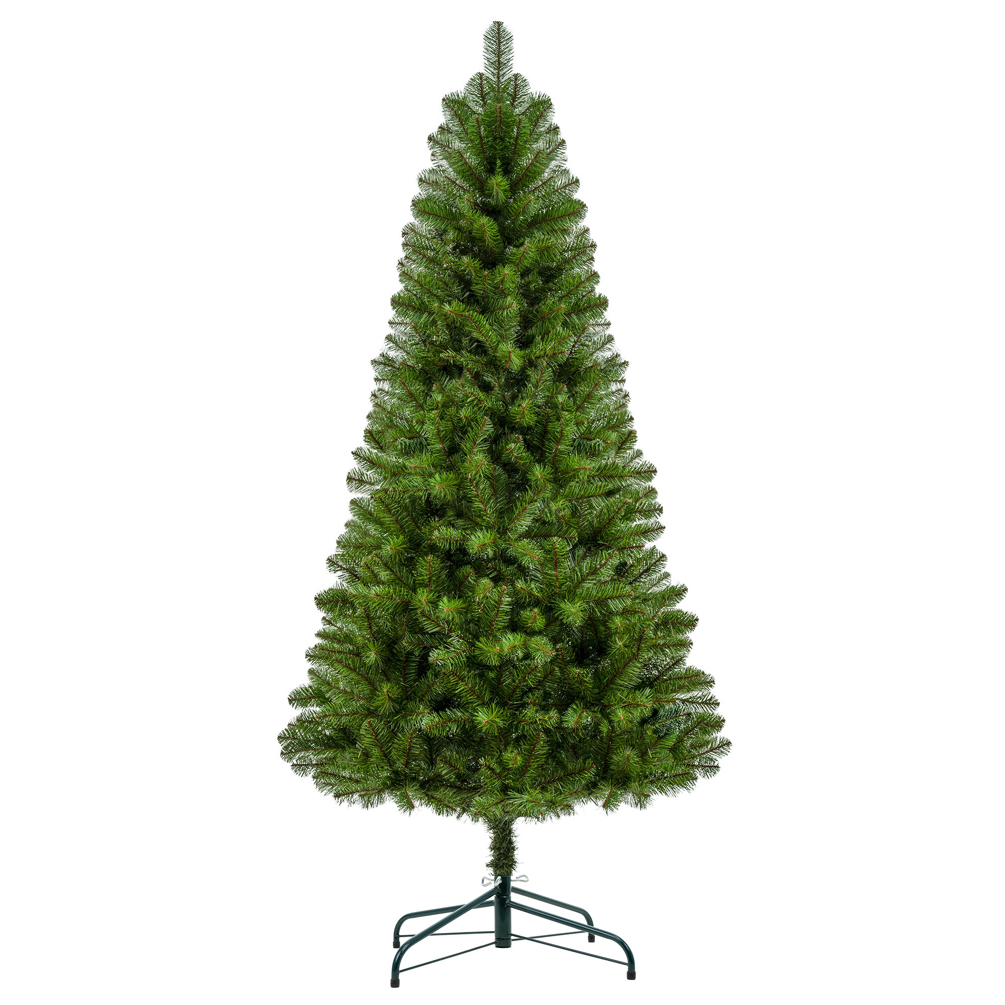 7FT Unlit Artificial Christmas Tree | 775 Full PVC Tips | Hinged Branches | Sturdy Metal Stand | Classic Green Holiday Decor for Indoor Home &amp; Office