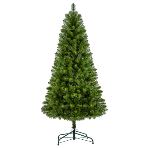 7FT Unlit Artificial Christmas Tree | 775 Full PVC Tips | Hinged Branches | Sturdy Metal Stand | Classic Green Holiday Decor for Indoor Home &amp; Office