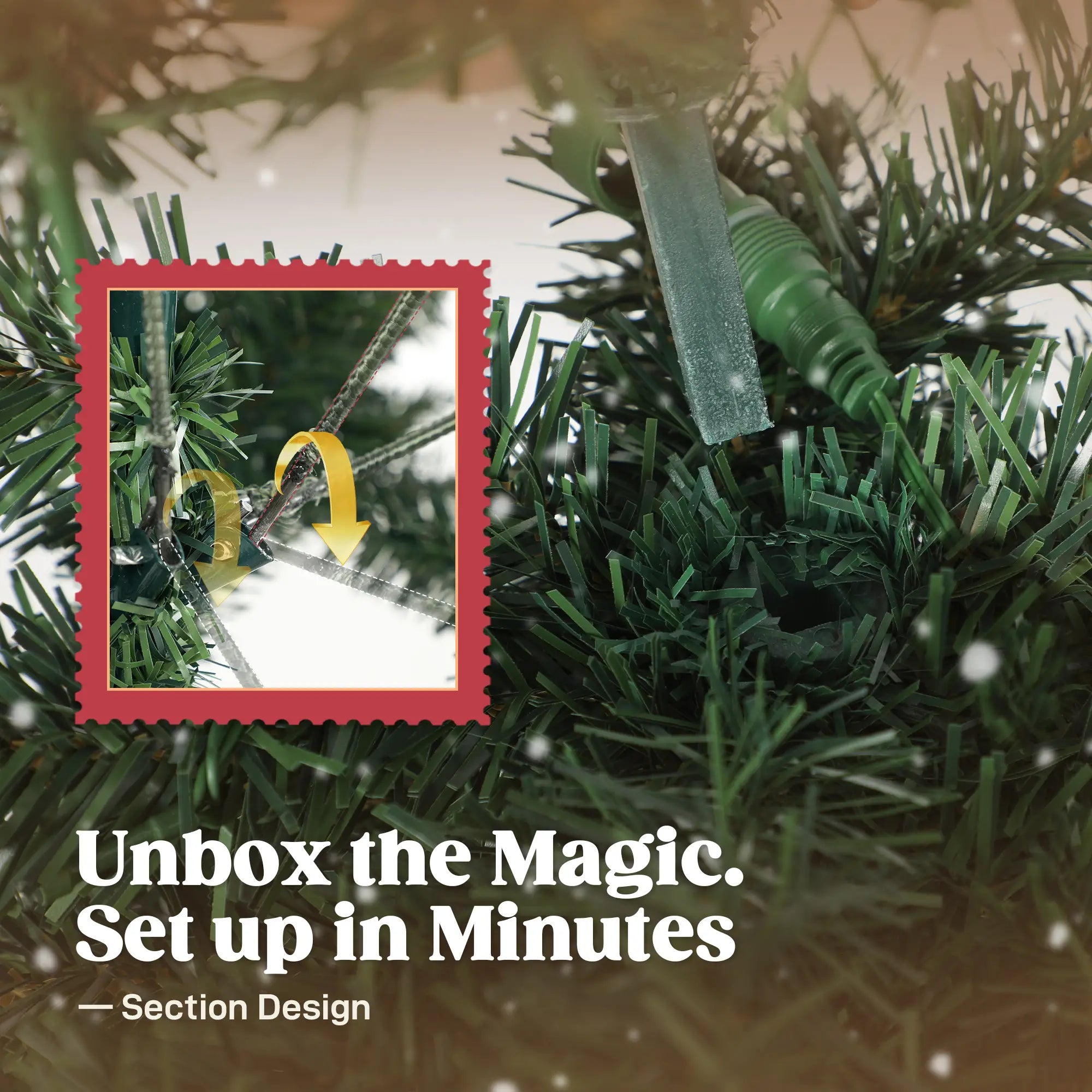 7ft Slim High Mountain Fir Christmas Tree | Unique Bent Top Santa Hat Design | 300 Warm White LEDs, 8 Modes | 777 Tips, Full Green Appearance | Metal Stand | Indoor Home Decor