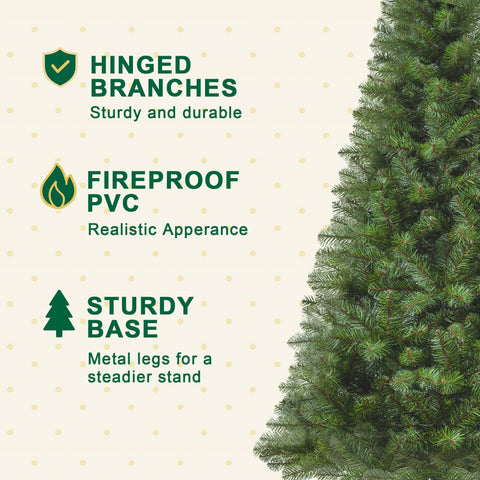7FT Unlit Artificial Christmas Tree | 775 Full PVC Tips | Hinged Branches | Sturdy Metal Stand | Classic Green Holiday Decor for Indoor Home &amp; Office