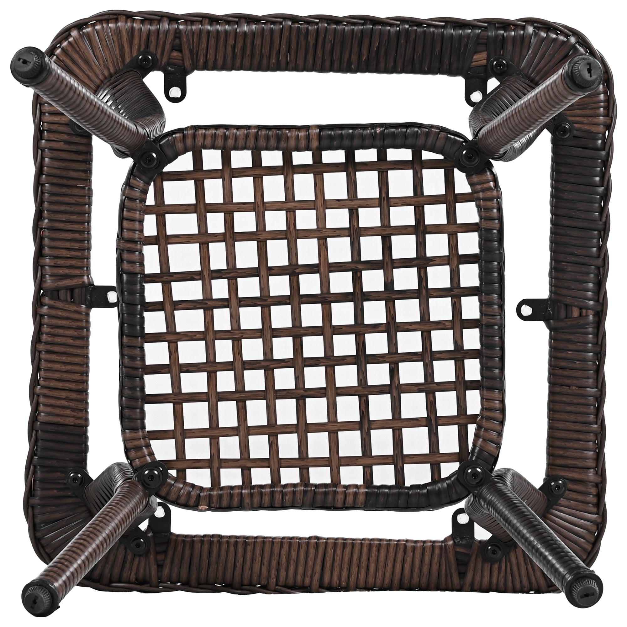 3-Piece Brown Rattan Outdoor Chat Set: 2 Swivel Rocker Chairs &amp; Glass Top Table for Garden Patio Balcony, Weather-Resistant Wicker Seating Group with Cushions