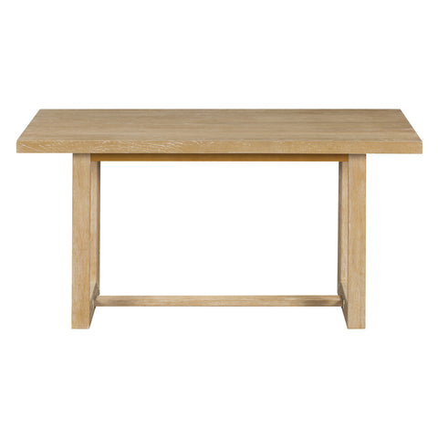 TREXM 6-Piece Retro Dining Table Set for 6, 60" Oak Veneer Wood Kitchen Table & 4 Chairs with Upholstered Bench, Natural Finish, Dining Room & Kitchen Use, Durable Rubberwood Legs