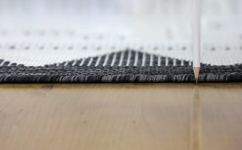 Sunshine GC_HAR2014 Anthracite 5'3" x 7'3" Indoor/Outdoor Area Rug - Durable Polypropylene, Stain Resistant, Easy Clean, Flatweave for Patios, Decks, Entryways, Living Rooms