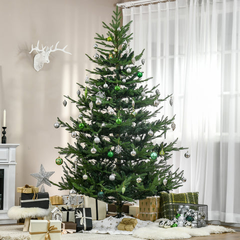 HOMCOM 7.5ft Green Pine Artificial Christmas Tree: Auto-Open Hinged Xmas Tree with 1218 Realistic Branches & Steel Base - Easy Setup & Storage for Cozy Holiday Home Decor