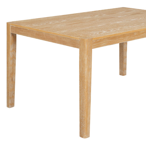 TREXM 7-Piece Retro Rectangular Wood Dining Table Set for 6 - Natural Oak Veneer & MDF with Upholstered Foam Chairs - Spacious Kitchen & Dining Room Furniture - Durable Solid Wood Legs