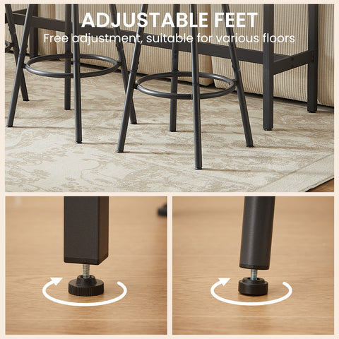 Rustic Grey Industrial Pub Dining Table Set for 6 - 7pc Bar Table w/ PU Leather Back Chairs, 47.2"L x 23.6"W x 35.4"H, Kitchen, Breakfast Nook, Living Room, Bar Area