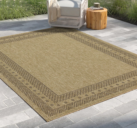 Earth Collection Jute/Mocha 2'7" x 7'3" Indoor/Outdoor Area Rug - Durable Polypropylene, Stain-Resistant, Flatweave for Entryways & Patios, Easy Clean, Made in Turkey