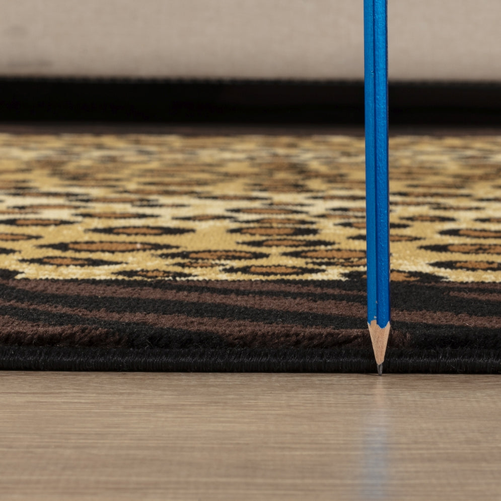 Tribes GC_YLS4014 2'7" x 7'3" Beige & Black Animal Print Runner Rug - 100% Polypropylene, Stain-Resistant, Kid & Pet Friendly, Machine-Made in Turkey