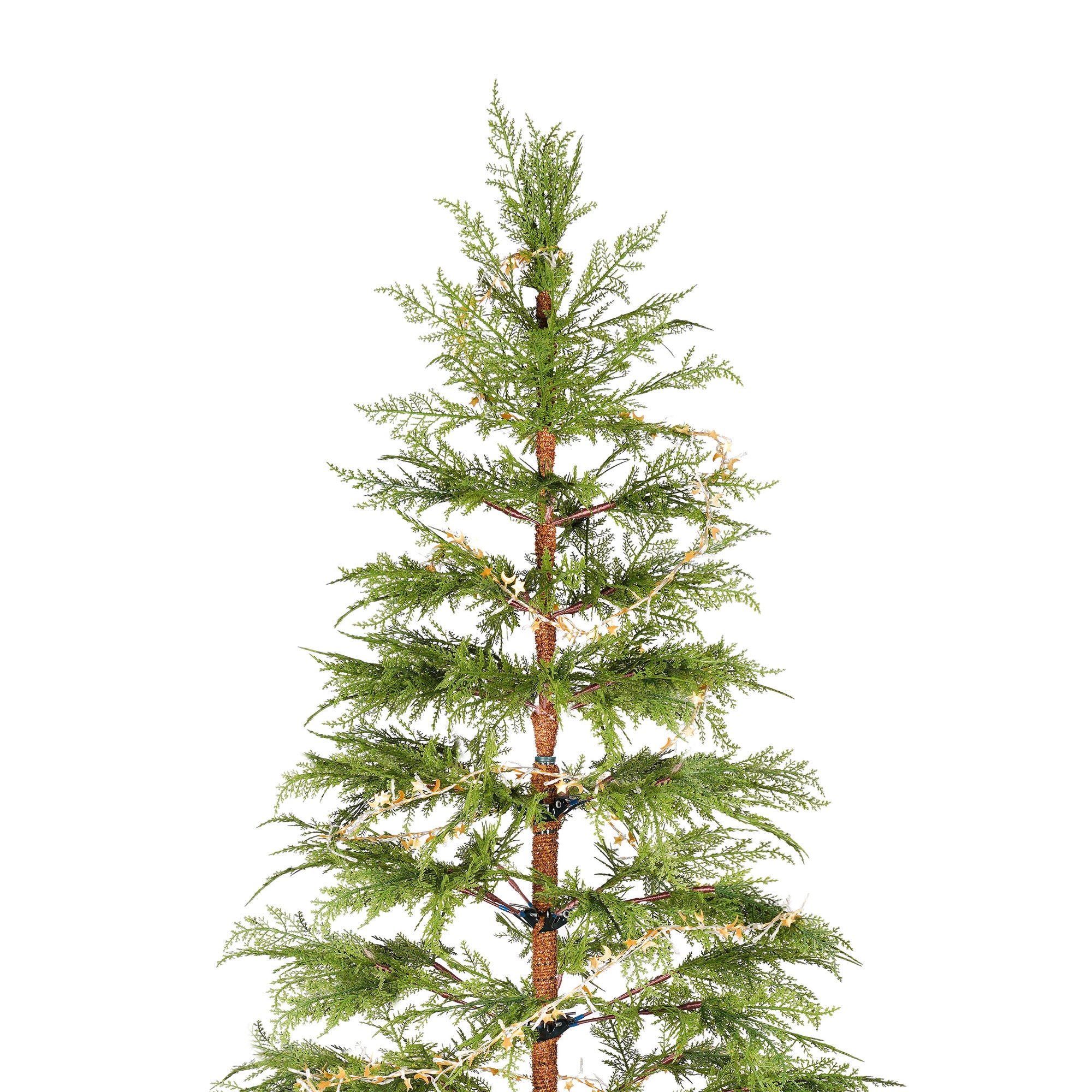 6 Ft Artificial Christmas Tree with LED Star & Moon Lights, 612 Realistic PE Tips, Hinged Green Pine, Sturdy Metal Stand for Indoor Holiday Decor