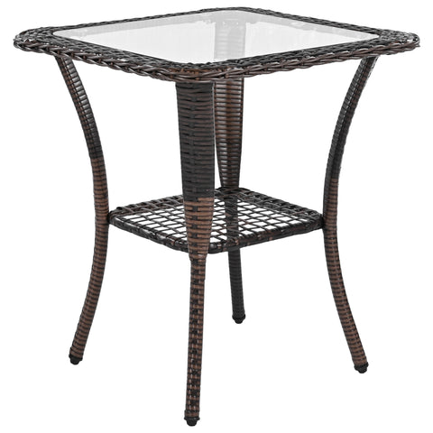 3-Piece Brown Rattan Outdoor Chat Set: 2 Swivel Rocker Chairs &amp; Glass Top Table for Garden Patio Balcony, Weather-Resistant Wicker Seating Group with Cushions