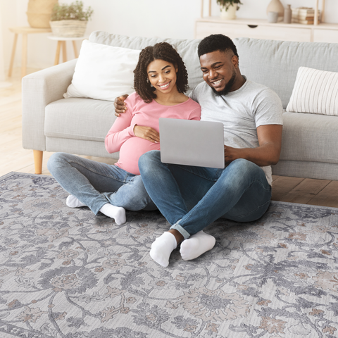 MARFI Collection 8x10 Sand Oriental Area Rug - Stain Resistant, Non-Shedding Polyester for Living Room, Dining Room, Bedroom, Entryway, Home Office - Durable, Kid & Pet Friendly, Medium Pile, Latex-Free Cotton Back