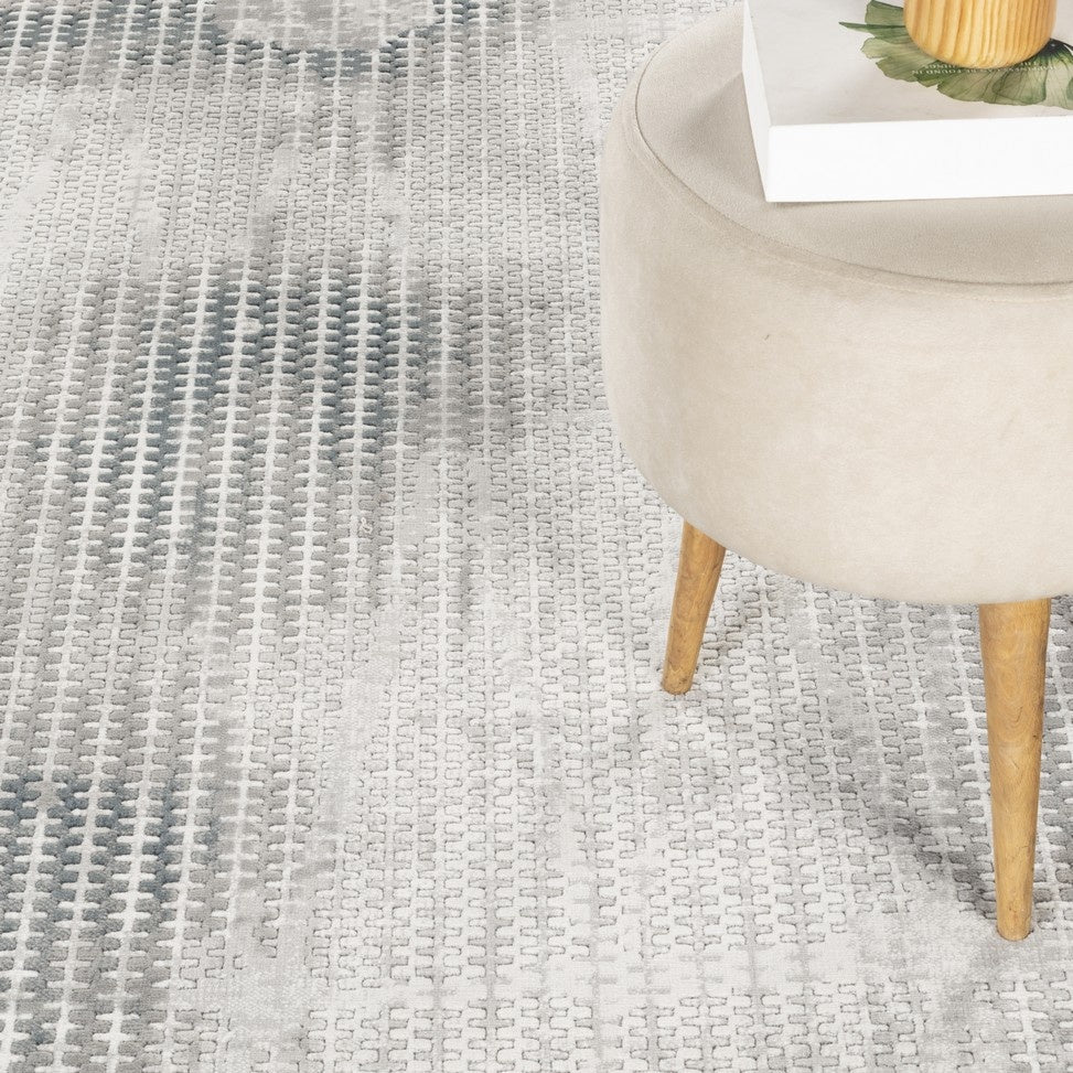 Geometrix GC_DIM1002 Gray Abstract Area Rug, 5'3" x 7'3", 100% Polyester Pile, Machine-Made in Turkey. Soft, Durable, Stain-Resistant for Living Room, Bedroom, Office.