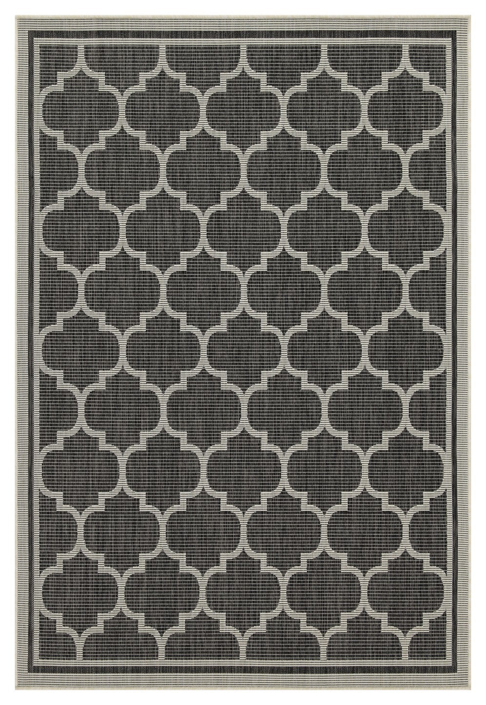 Sunshine GC_HAR2005 Anthracite 7'10"x10'3" Indoor/Outdoor Trellis Area Rug - Durable Polypropylene, Stain-Resistant, Easy Clean Patio Deck Living Room Flooring