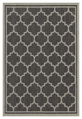 Sunshine GC_HAR2005 Anthracite 7'10"x10'3" Indoor/Outdoor Trellis Area Rug - Durable Polypropylene, Stain-Resistant, Easy Clean Patio Deck Living Room Flooring