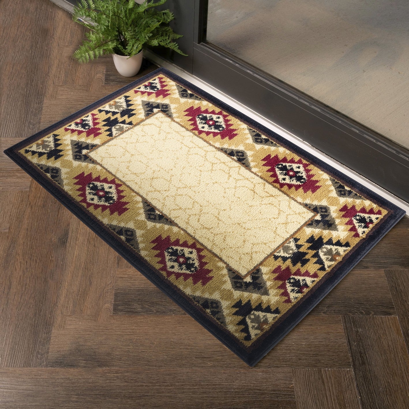 Tribes GC Southwest Cream 5'3" x 7'3" Polypropylene Area Rug, Kid & Pet Friendly, Stain Resistant, 0.39" Pile Height, Made in Turkey, Perfect for Living Room & High Traffic Areas
