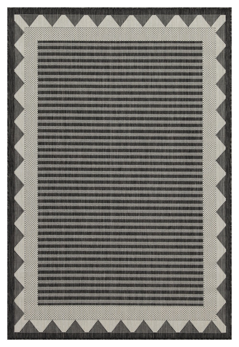 Sunshine GC_HAR2014 Anthracite 7'10"x10'3" Indoor/Outdoor Area Rug - Stain-Resistant Polypropylene for Patio, Deck, Living Room - Easy Clean, Durable Flatweave, Made in Turkey
