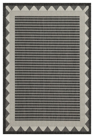 Sunshine GC_HAR2014 Anthracite 2'7"x7'3" Indoor/Outdoor Polypropylene Area Rug | Stain Resistant, Durable, Easy Clean Patio Deck Living Room Decor | Made in Turkey