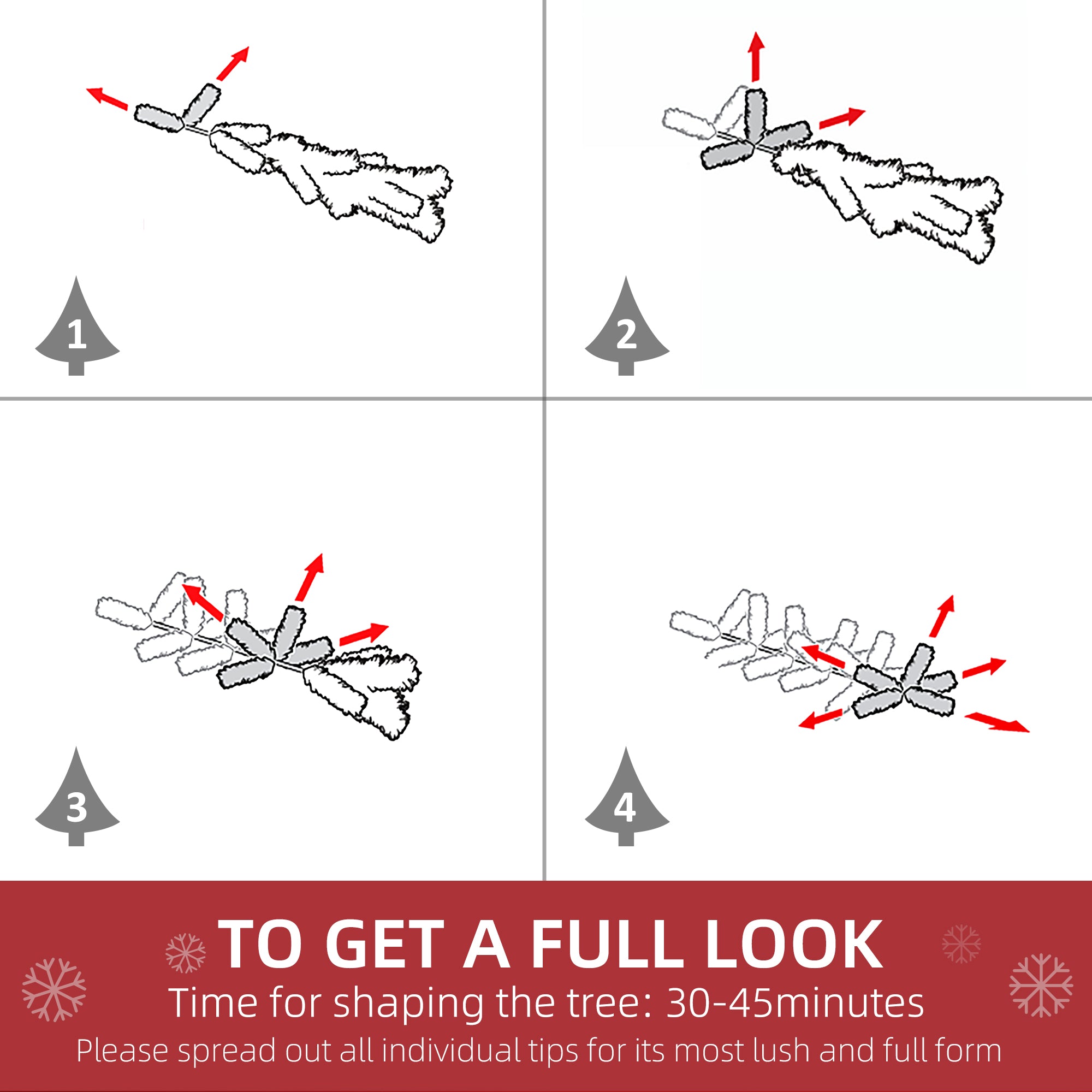 HOMCOM 7.5ft Snow Flocked Pine Artificial Christmas Tree, Realistic Unlit Green Tree with Auto-Open Design, Flame-Retardant Plastic, Easy Assembly for Home & Holiday Decor