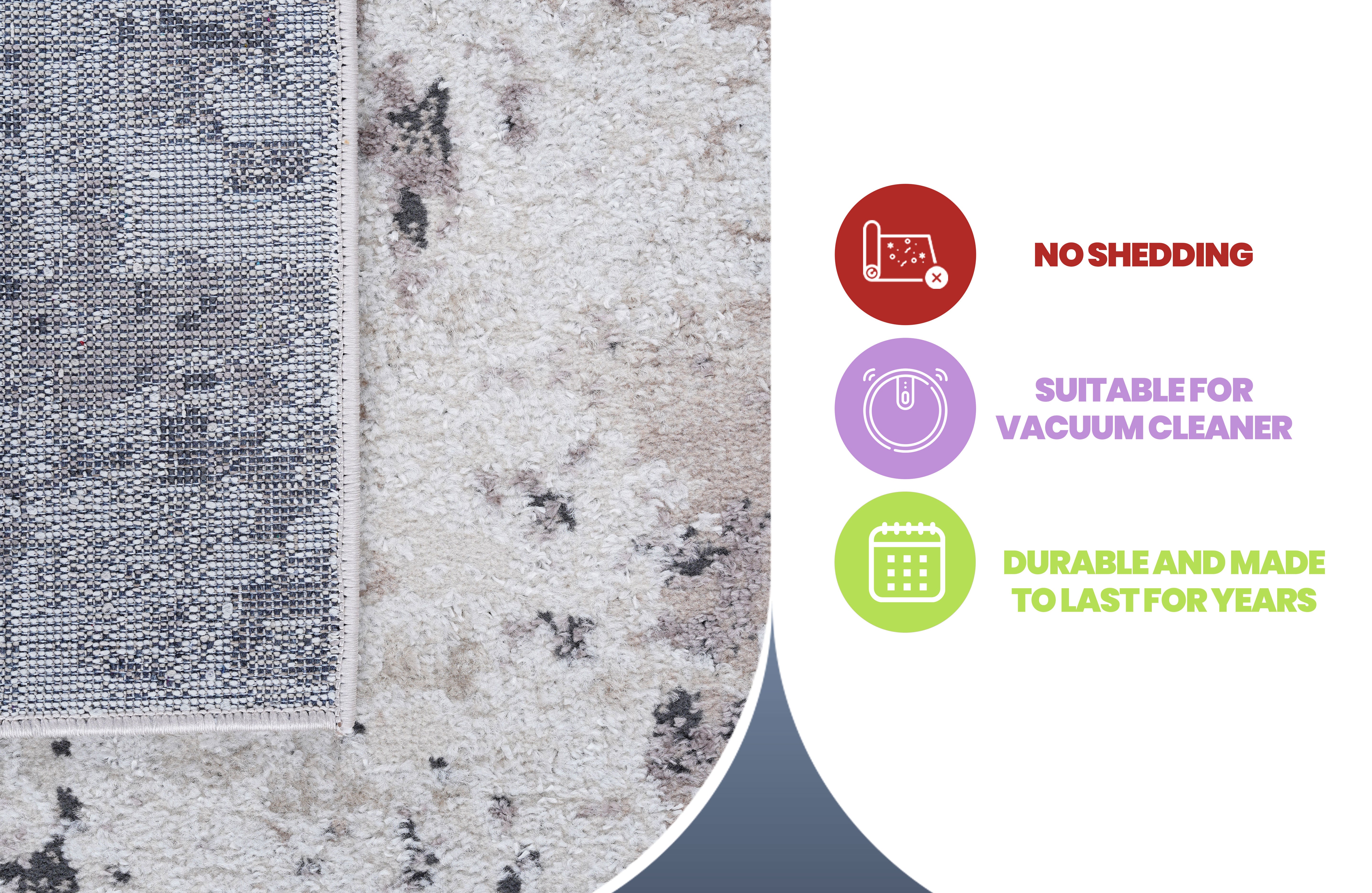 PAYAS Collection 2'x3' Cream Brown Abstract Doormat Rug - Stain-Resistant, Non-Shedding Polyester for Entryway, Living Room, Bedroom, Kid & Pet-Friendly, Turkish Made