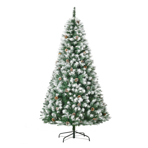 HOMCOM 6ft Snow-Dusted Fir Christmas Tree | Realistic PVC Branches, 800 Tips, 61 Pine Cones | Full, Flocked Holiday Decor for Home, Living Room, Indoor Use | Easy Setup &amp; Storage