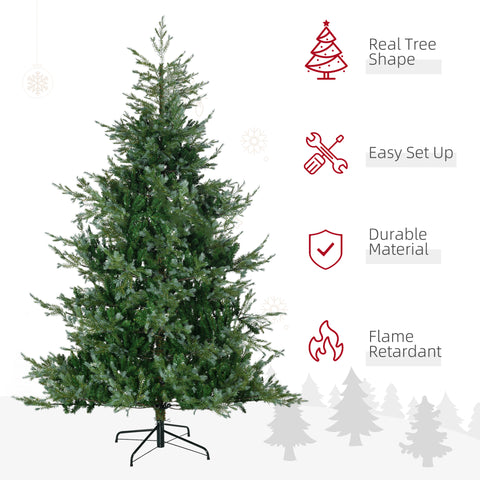 HOMCOM 7.5ft Wide Artificial Christmas Tree - Auto-Open, 1288 Realistic Branches, Flame Retardant Plastic & Steel Base for Indoor Holiday Decor, Easy Assembly, Green