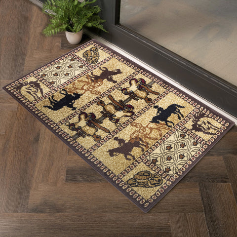 Tribes GC Southwest Beige 7'10" x 10'3" Area Rug - 100% Polypropylene, Low Pile, Durable &amp; Stain-Resistant for High-Traffic Living Rooms, Bedrooms, Dining Areas, Made in Turkey