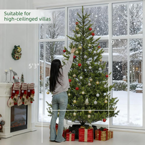 9ft Sparse Artificial Christmas Tree - Realistic Cedar Design, 4306 PE Tips, Hinged Branches, Flame Retardant, Steel Stand - Indoor Holiday Decor, Green, 106.3" H